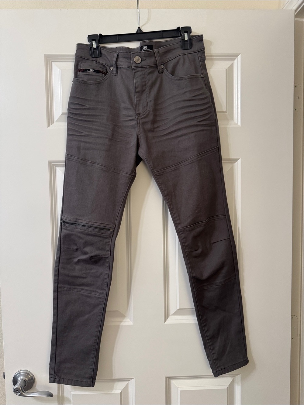 Slim Gray Moto-Style Men's Jeans